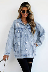 Distressed Utility Denim Jacket
