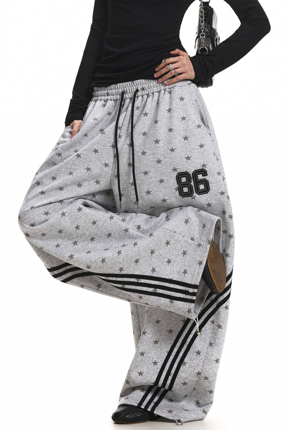 All Over Star Stripe Barrel Leg Sweatpants