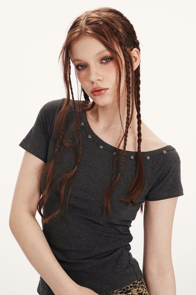 Asymmetrical Bodycon Cropped Short Sleeve Tee