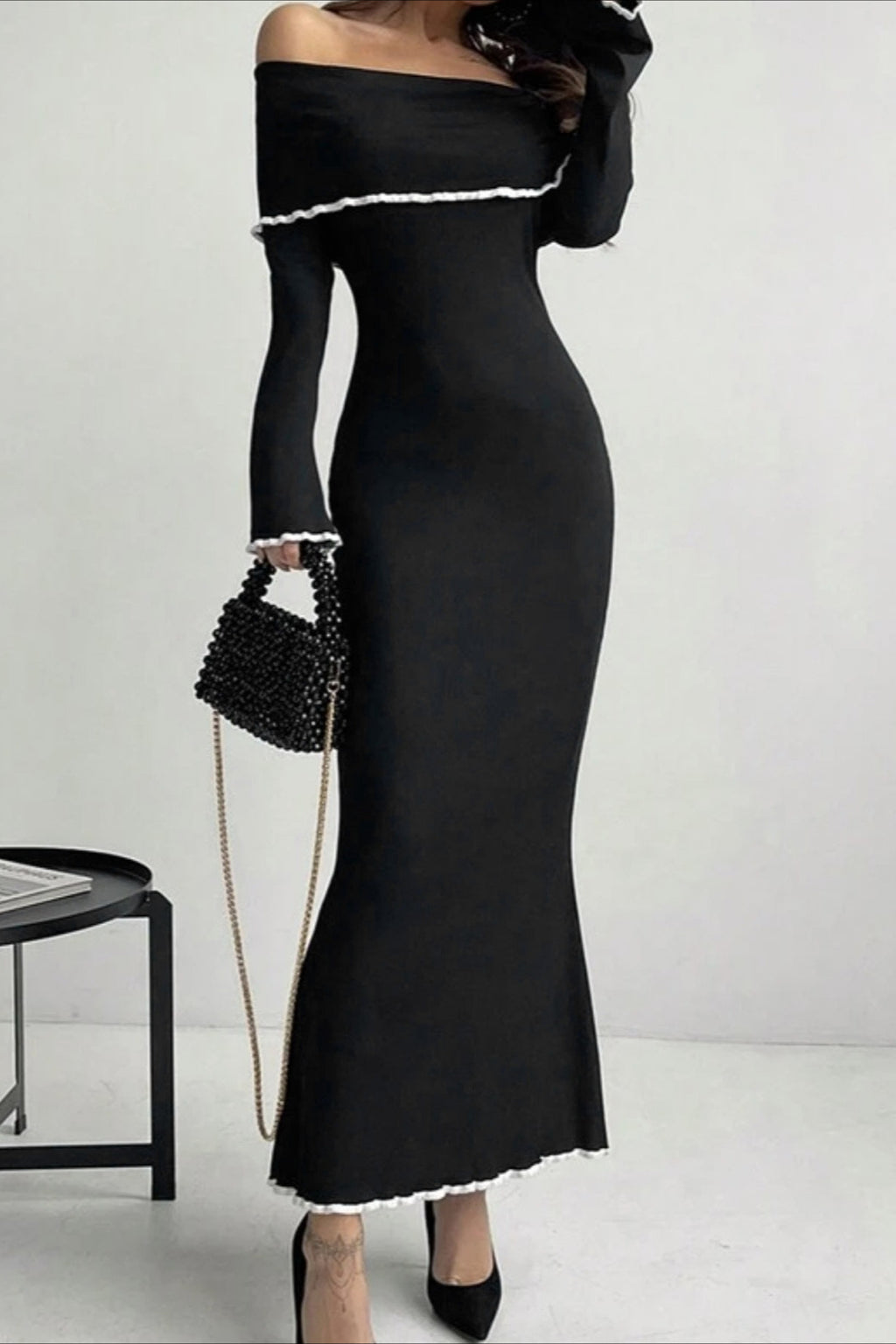 Off Shoulder Long Sleeve Sweater Dress