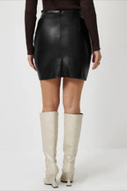 PU Leather A-Line Bodycon Mini Skirt