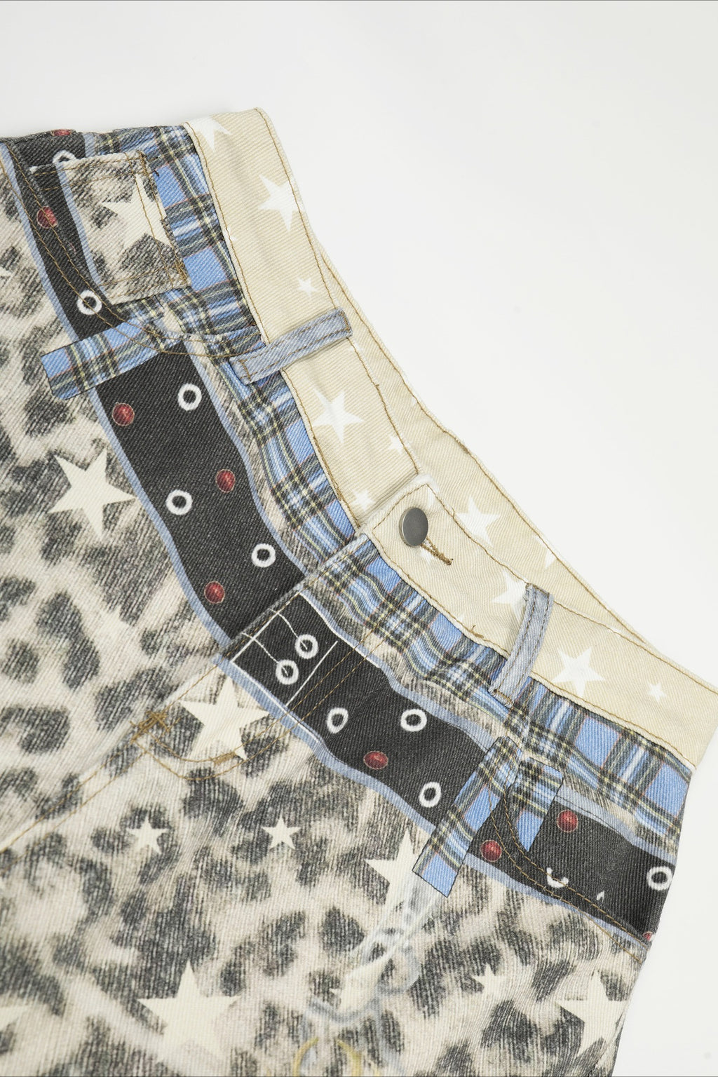 Leopard Double Waist Barrel Leg Jeans