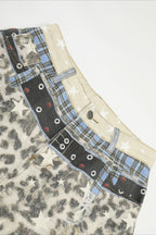 Leopard Double Waist Barrel Leg Jeans