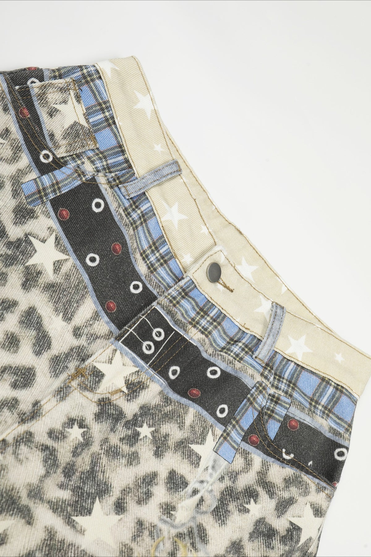Leopard Double Waist Barrel Leg Jeans