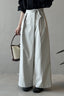 Asymmetrical Placket Tie Relaxed High Waist Long Pants