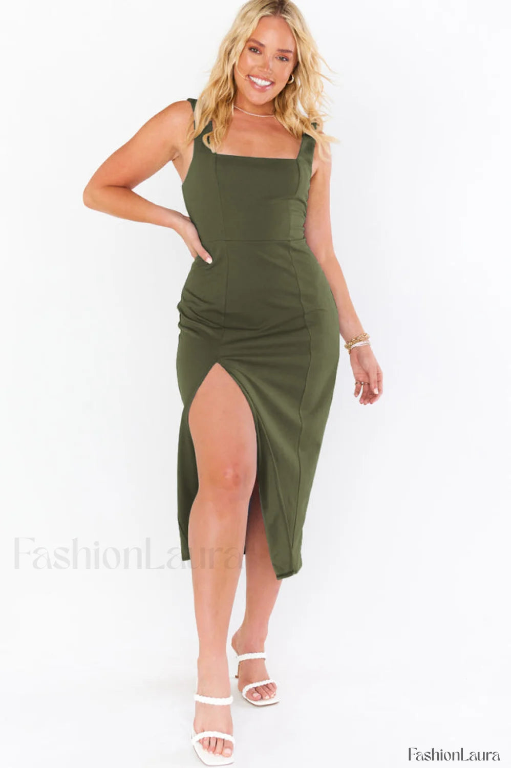 Eden Elegant Midi Dress S / Green