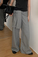 Casual Tie Patchwork Relaxed Straight Pants