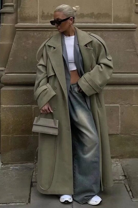 Wide Notch Lapel Single Breasted Overcoat Main image
