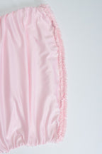 Ruffled Ruching Tiered High Slit Strapless Waist Cinched Prom Dress