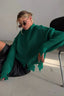 Edgy Distressed Crew Neck Solid Sweater