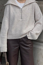 Half Zip Casual Knit Sweater