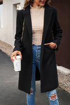 Wool Blend Solid Longline Coat Black / S coats