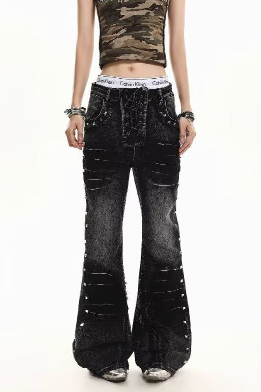 Vintage Washed Straight Leg Streetwear Jeans
