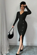 Slim Fit Midi Knit Sweater Dress