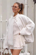 Wool Stand Collar Loose Jacket
