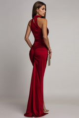 Velvet Sequin Slit Midi Bodycon Dress