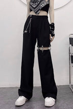 Cutout Tailored Slim Straight Pants