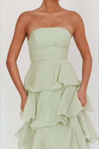 Sexy Slim Fit Strapless Backless Ruffled Prom Dress