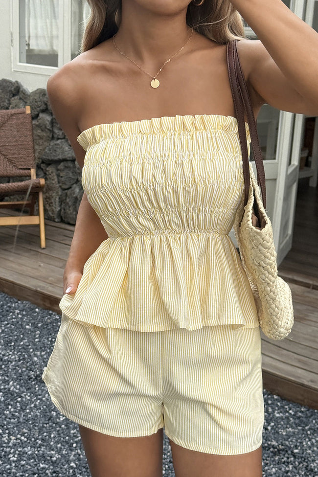 Ruched Frill Trim Bandeau Shorts Set Main image
