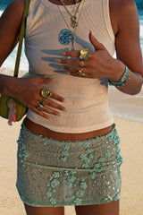 3D Embroidered Sheer Mesh Sequin Floral Skirt