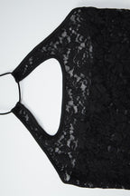 Black Lace Tie Backless Sexy Halter Top
