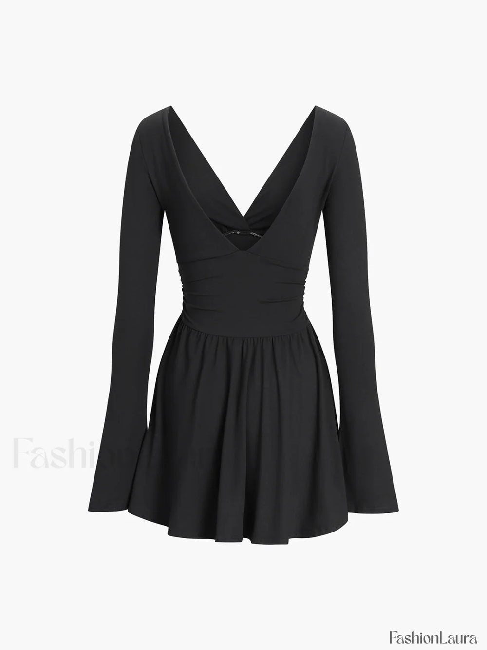 Effortless Plunge Graceful Skater Short Dress Dresses