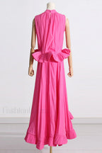 Elaine Pink Sleeveless Charming Ruffle Mermaid Set