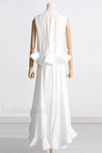 Elaine Pink Sleeveless Charming Ruffle Mermaid Set