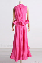 Elaine Pink Sleeveless Charming Ruffle Mermaid Set