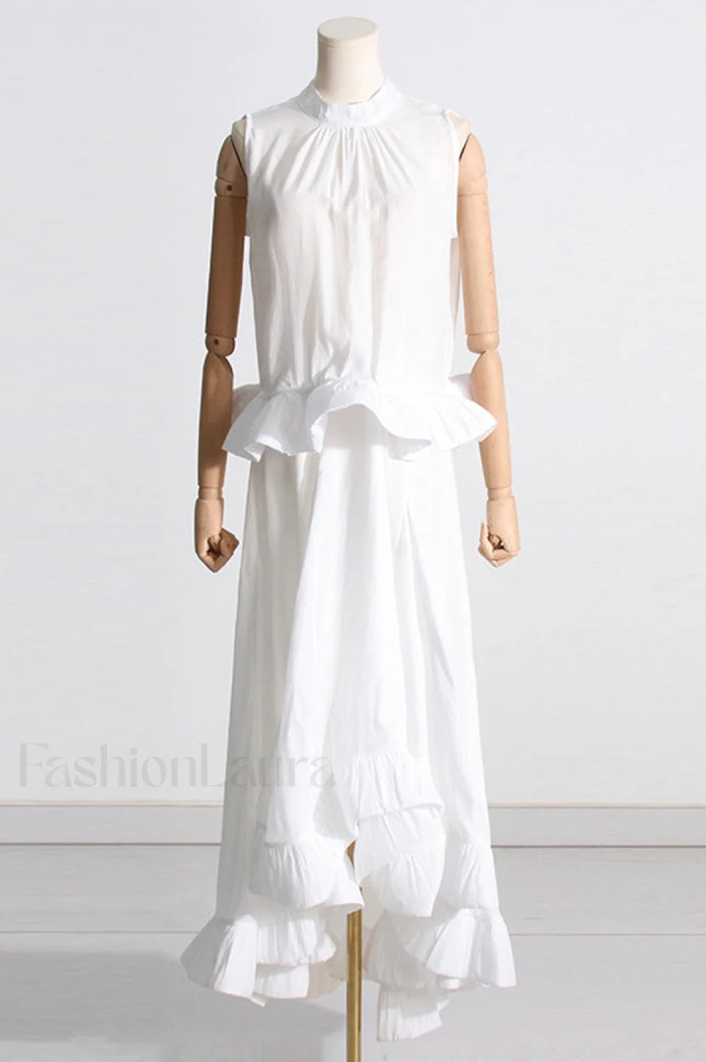 Elaine Pink Sleeveless Charming Ruffle Mermaid Set S / White