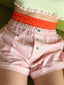 Elastic High Waist Patchwork Striped Print Casual Summer Short pink / S