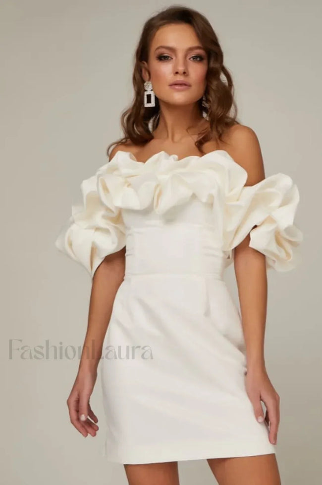 Elastic Mystic Stylish Satin Dress XS / Ivory Main image