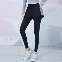 Elastic Waist Mesh 2 in 1 Gym Leggings Sweatpants blue / S