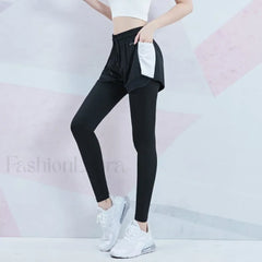 Elastic Waist Mesh 2 in 1 Gym Leggings Sweatpants white / S