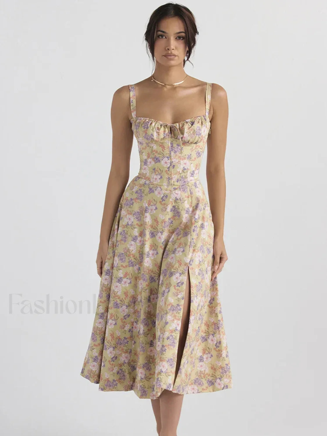 Elegant Floral Side Split Floral Dress Secondary image