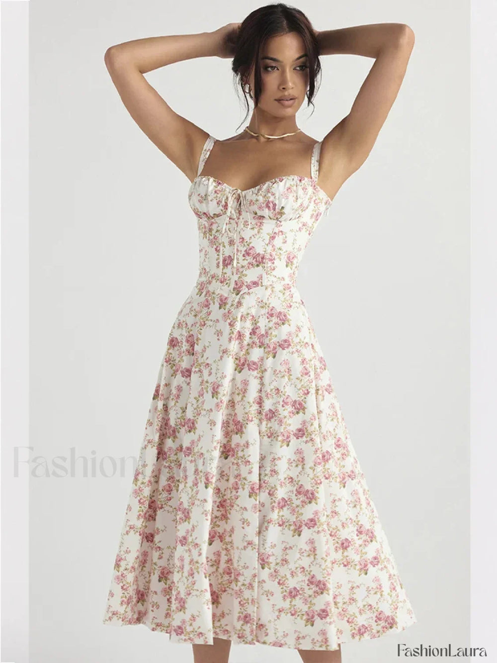 Elegant Floral Side Split Floral Dress
