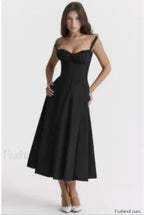 Elegant Floral Side Split Floral Dress Black / S