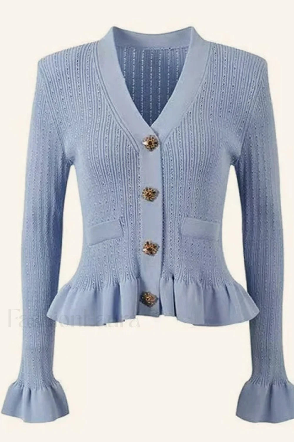 Elegant Lotus Leaf Hem Knit Cardigan Secondary image