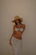 Elegant Silver High Waist Bikini Three Piece Set