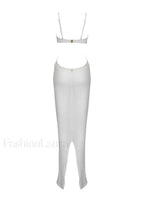 Elegant Silver High Waist Bikini Three Piece Set