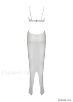 Elegant Silver High Waist Bikini Three Piece Set