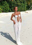 Elegant Silver High Waist Bikini Three Piece Set Just Long Dress / S