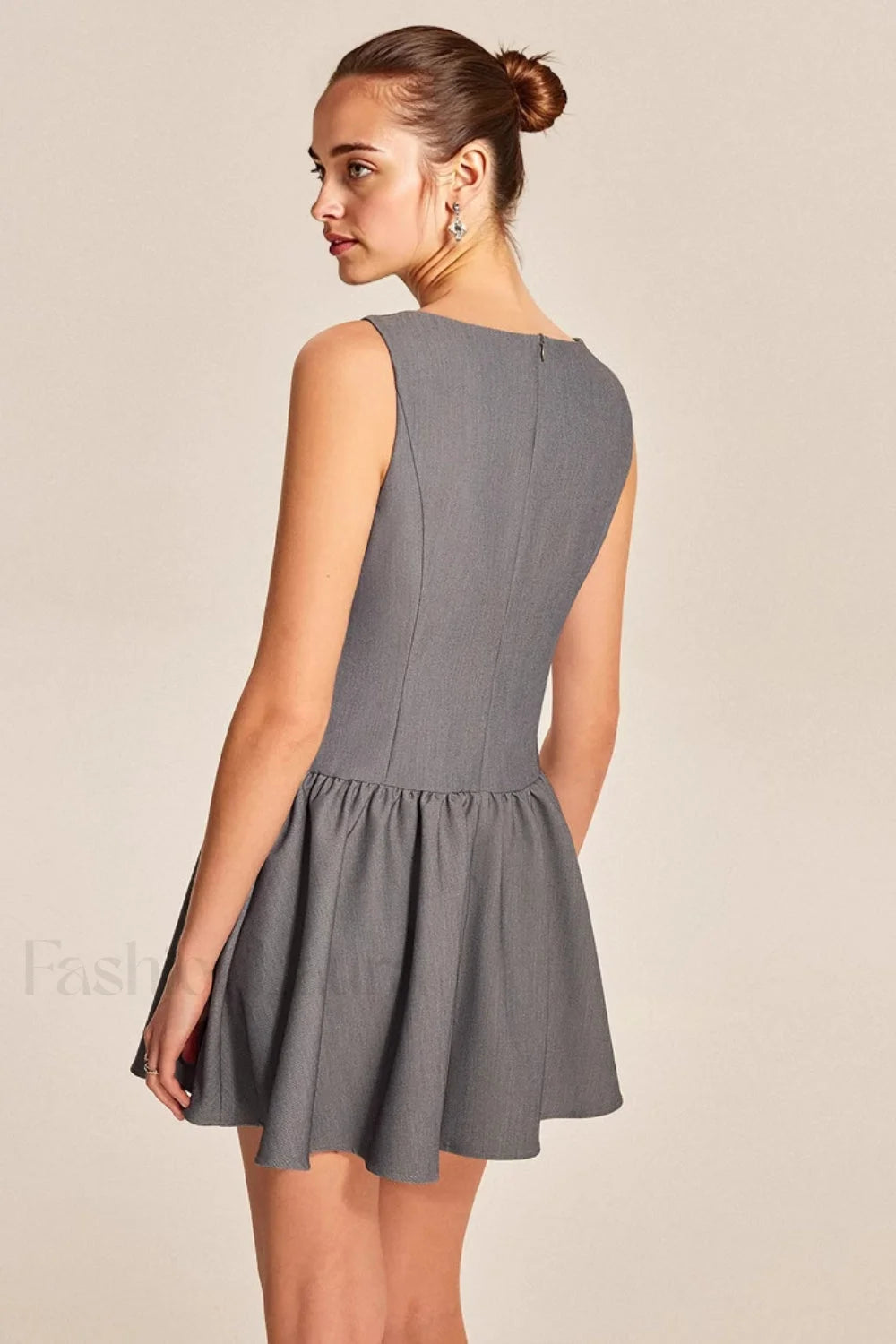 Elegant Sleeveless Ruffled A-Line Work Dress Secondary image