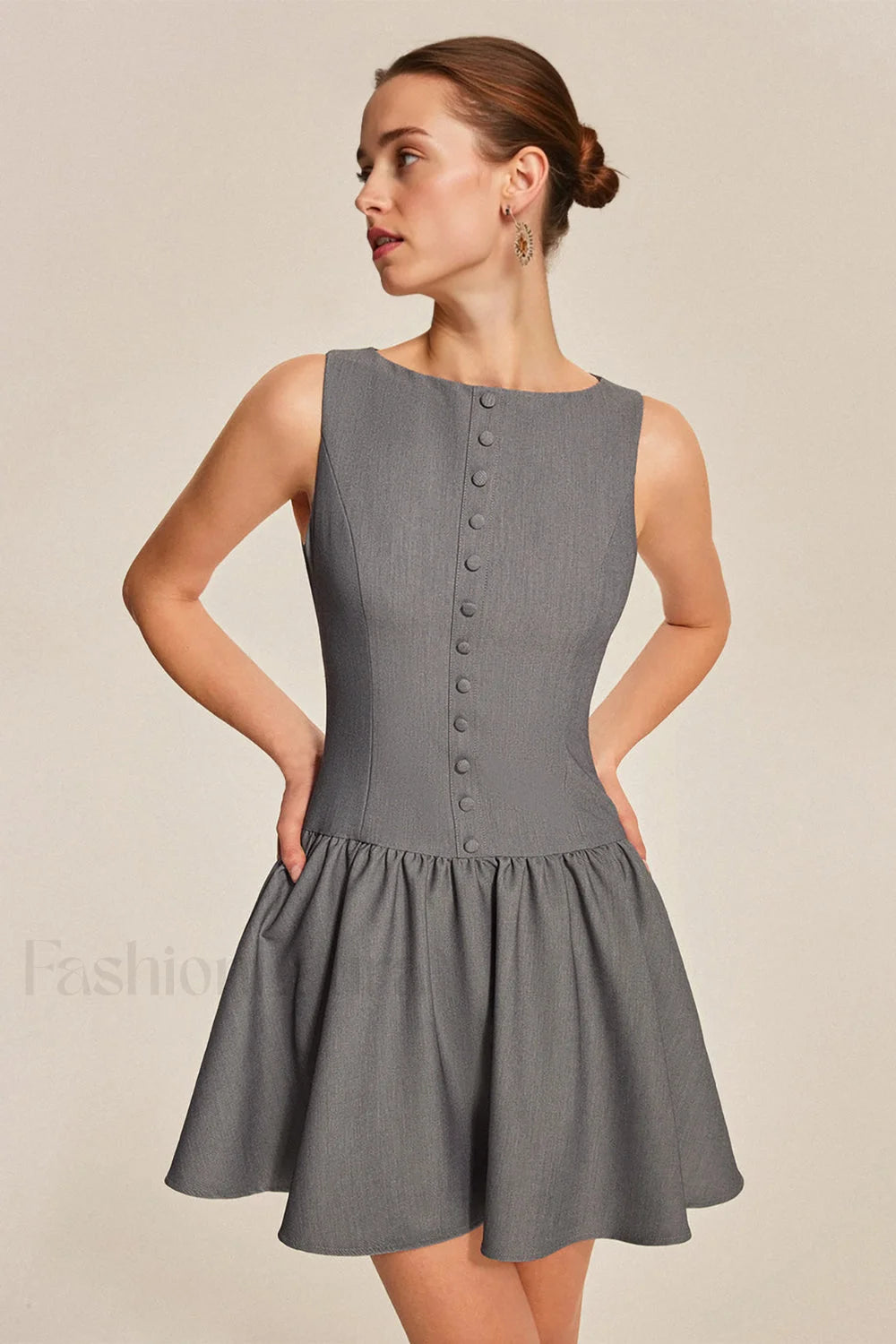 Elegant Sleeveless Ruffled A Line Work Dress