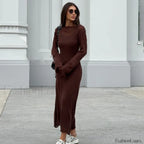 Elegant Solid Knit Beach Cover Up BROWN / M