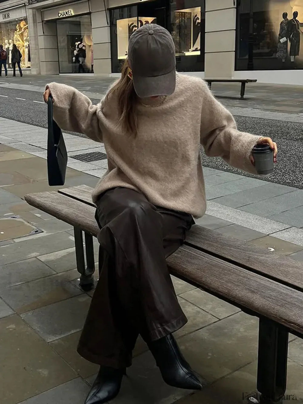 Elegant Solid Mohair Soft Knitted Pullover Women Casual O neck Long Sleeve Loose Sweater Sweaters L