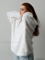 Elegant Solid Round Neck Warm Pullover For Women Casual Long Sleeves Loose Sweater Sweaters L