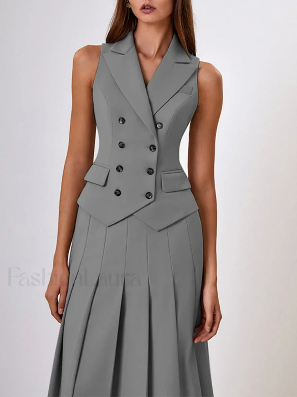 Elegant Spliced Tunic Skirt Two Piece Set