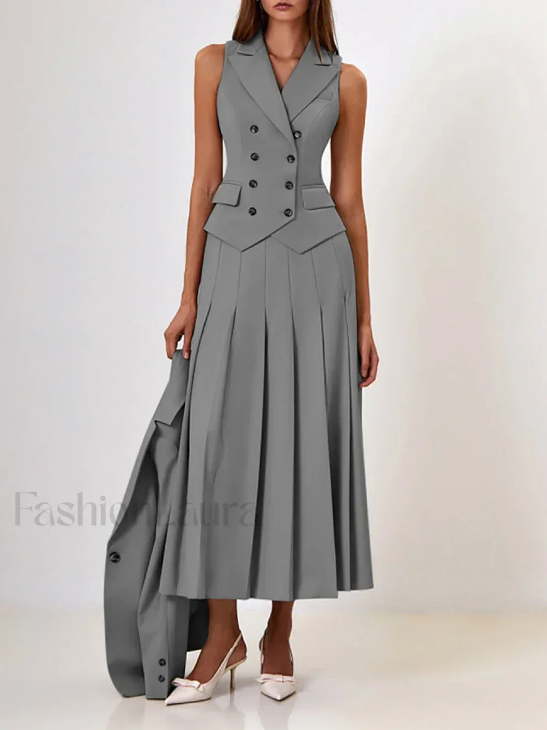 Elegant Spliced Tunic Skirt Two Piece Set Secondary image