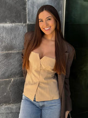 Elegant Striped Sling Culottes Two Piece Set